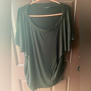 Ruched gold studded black plus shirt blouse